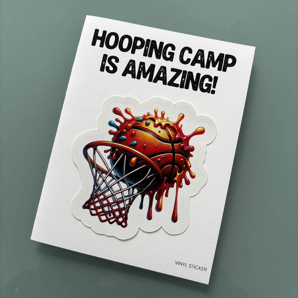 STICKER FOLDED NOTECARD-DRIPPY BASKETBALL
